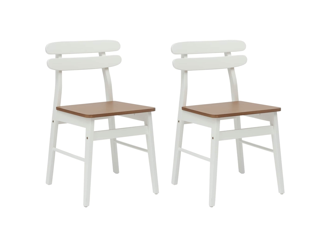 Vidaxl Cadeira De Jantar 2 Pcs Branco E Natural
