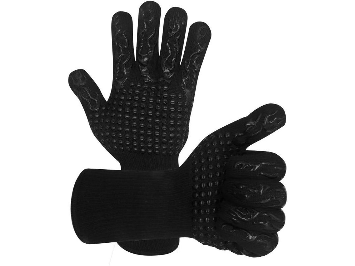 Luvas De Barbacue Resistentes Ao Calor 1472°f, Anti-deslizantes Para Cozinha, Churrasco E Soldagem (preto-tamanho Grande)