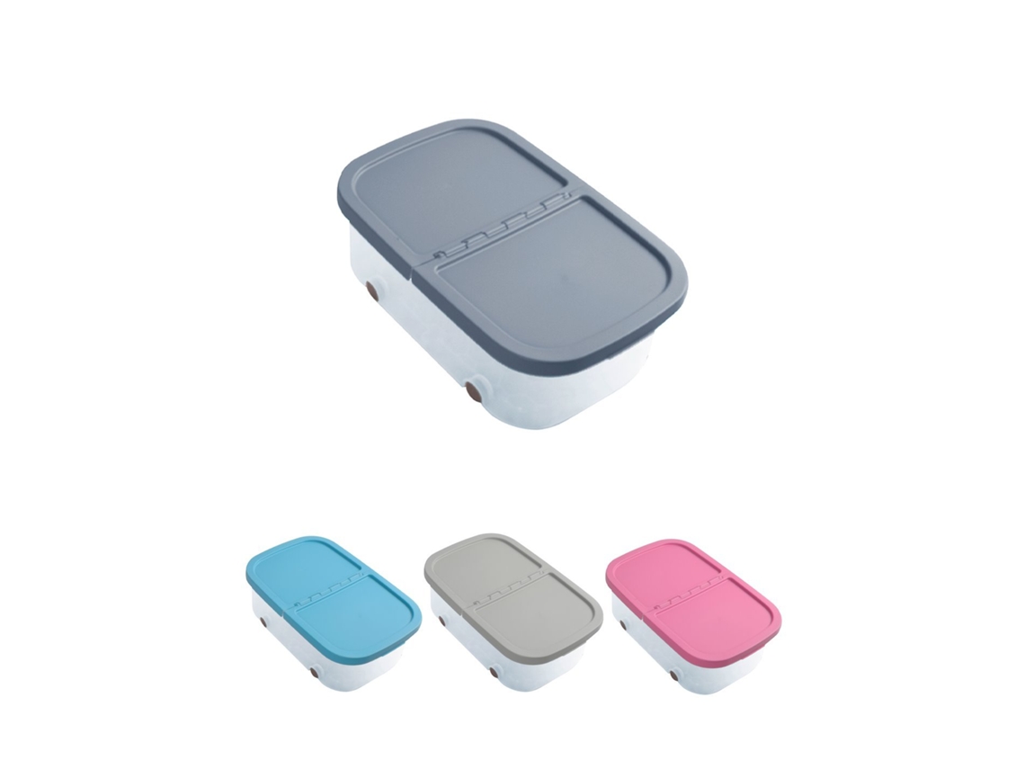 Cajas De Almacenaje Transparente Dos Compartimentos – Cajas Organizadoras De Plástico Con Tapa Y Ruedas Plata 32 Litros