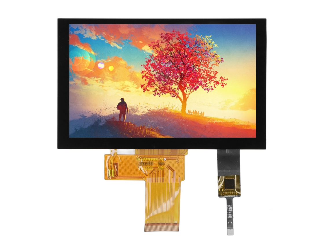 Tela LCD de 5 polegadas com módulo de visualização tátil capacitivo 800x480, ângulo de visão completo, interface LVDS S/MARCA