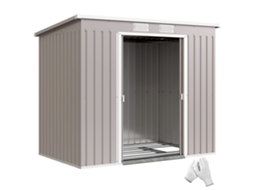 Galpão de Jardim Externo de 2,42 M² 213x130x172 Cm com Porta de Correr e Base Inclinada no Telhado e 2 Janelas Cinza Claro op