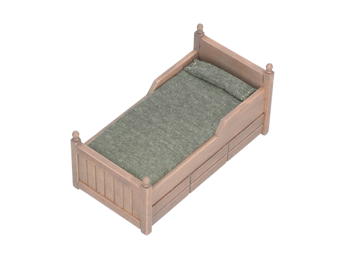 Ats cama de Abeto em Miniatsura para Casa de Boneca 1:12 Móvel Mini Decoração Acessórios Marrom