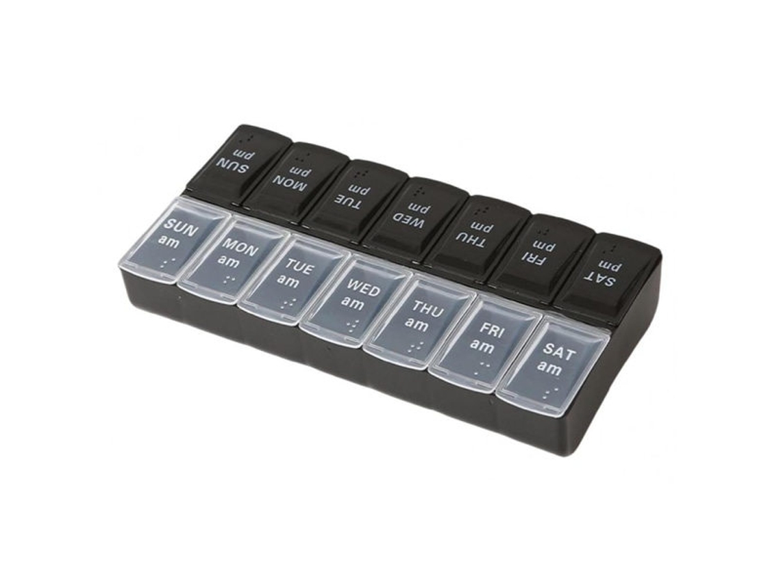 Estojo Para Comprimidos Dosett, Espaçoso E Prático, Preto/branco