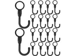 Conjunto de 100 Cabides Plástico Preto em Formato J com Furo 12 Mm. Design Compacto CHABERLU