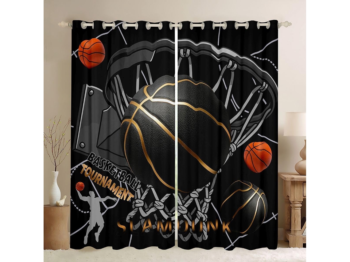 Cortinas Blackout 3d Castelo De Fadas Para Decoração Quarto Com Tema Basquete, Pretas, Para Adultos E Crianças
