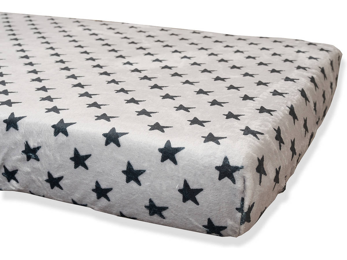 Lençol de Baixo BABYLINE Polar Cinzento Estrelas Pretas (140 x 70 x 10 cm)