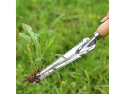 Ferramenta De Remoção De Ervas De Aço Inoxidável Com Cabo De Madeira De 33cm Para Jardim: Colher De Remoção De Ervas E Extração De Plantas Daninhas