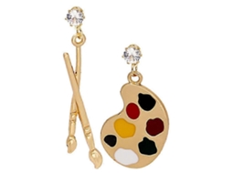 Par De Brincos De Mulher Paleta De Pintor Pincel Dangle Engraçados