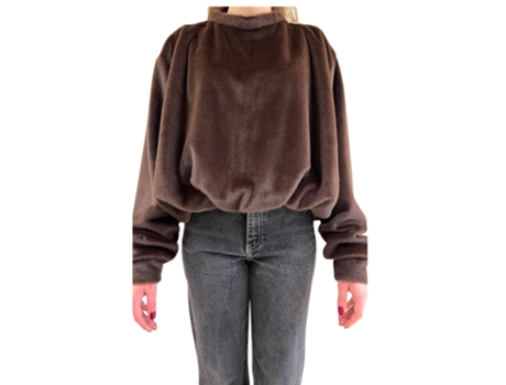 Blusa De Mulher Meimeij Over Manica Larga Poliéster Castanho (42)