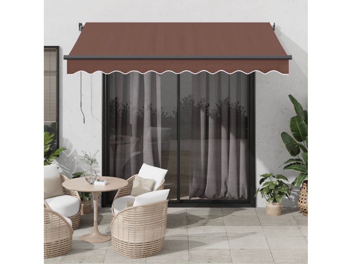 Vidaxl Toldo Retrátil Automático Com Luzes Led 350x250 Cm Castanho