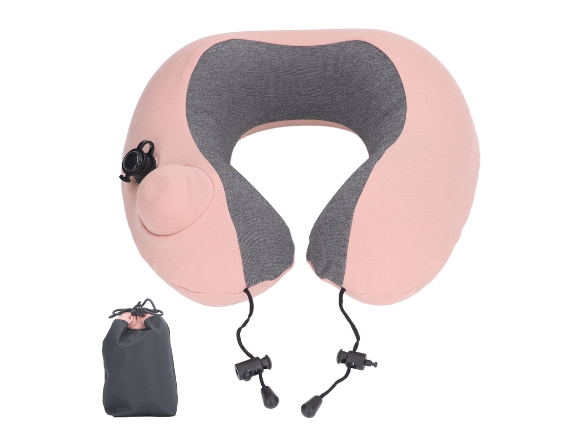 Travesseiro Cervical Inflável Viagem Rosa