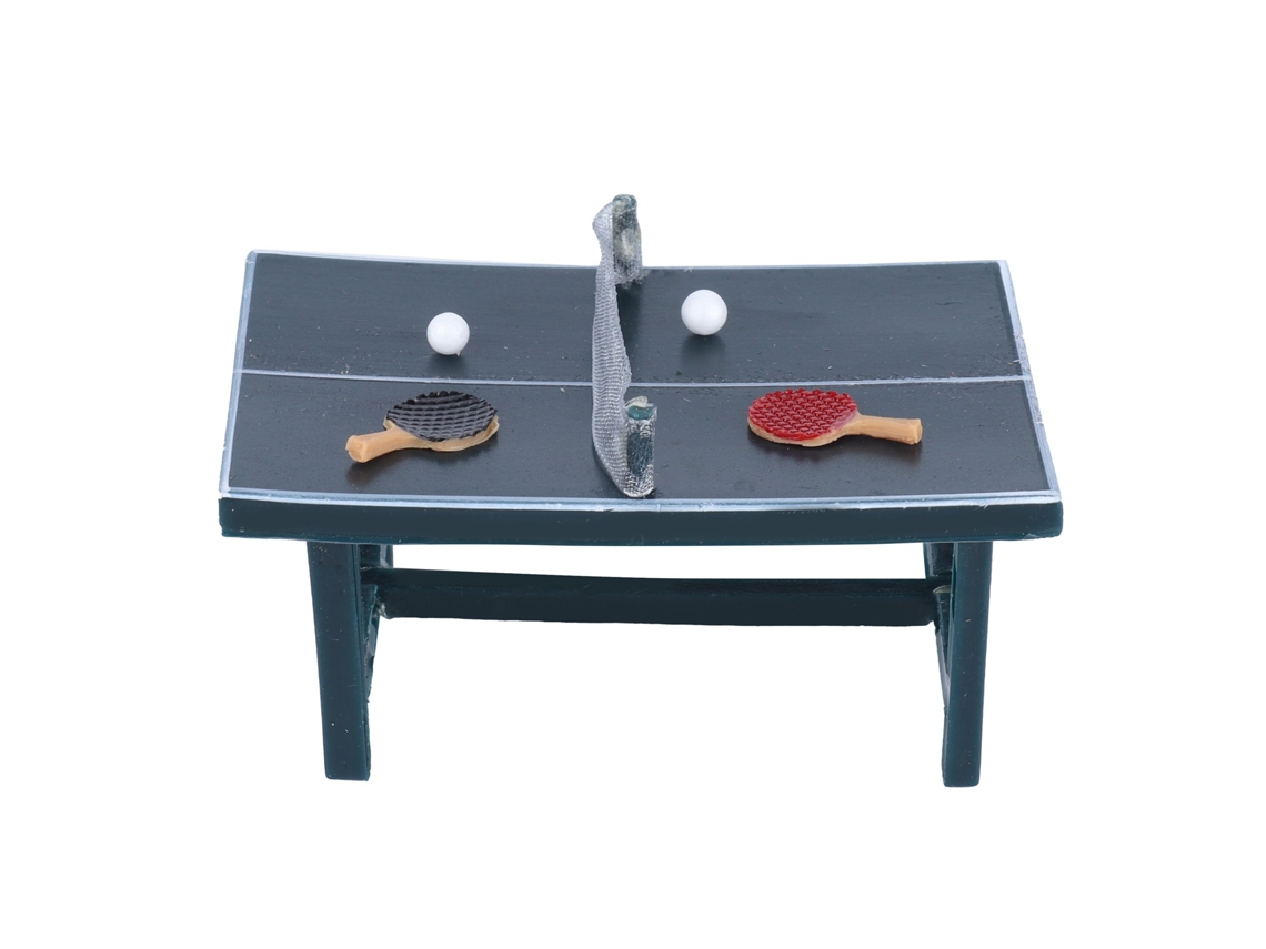 Mali mesa de Tênis de Mesa Miniatura 1:12 para Casa de Bonecas com Raquetes e Bolas Decoração
