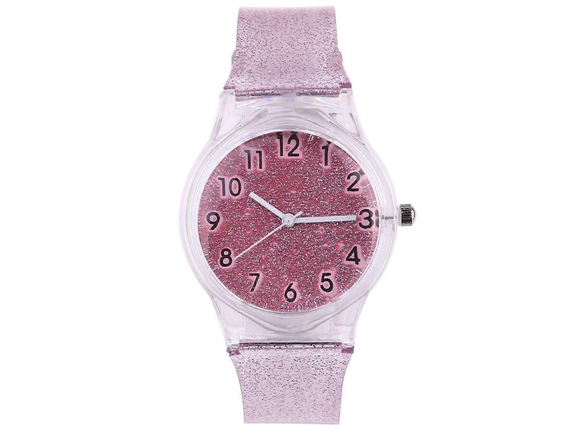 Relógio Infantil Transparente com Pulseira de Silicone Rosa GOKOCO