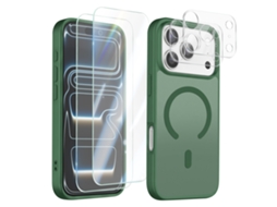 Conjunto De Capa Magsafe Para Iphone 17 Pro Com 2 Vidros Temperados E 2 Proteções Para A Câmara
