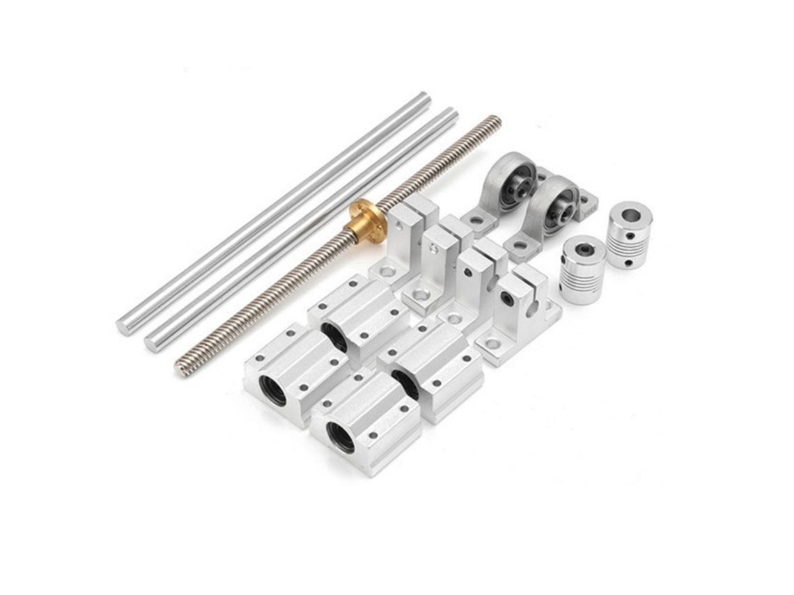 Conjunto de 15 peças de suporte de eixo deslizante para trilho linear de 400 mm com rolamentos e parafusos.