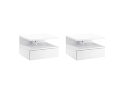 Conjunto de 2 Mesas Suspensas com Gaveta, para Parede, 35x32x22,5 Cm, Brancas | S/MARCA