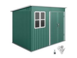 Casinha Jardim Metal Janela Porta Larga 260x177x190 Verde