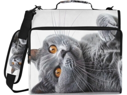 Bolsa Organizadora Com Estampa De Gatinho E Fichário 3 Argolas, Bolsa Impermeável Laptop Ideal Escola E Escritório
