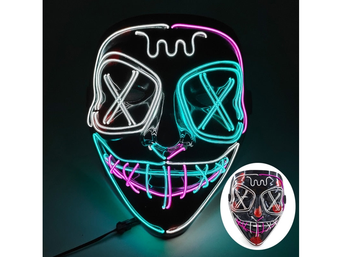 Máscara De Purga De Led Neon Para Halloween, Máscaras Para Festa De Máscaras, Luz Que Brilha No Escuro, Máscaras Engraçadas, Acessórios Para Fantasias