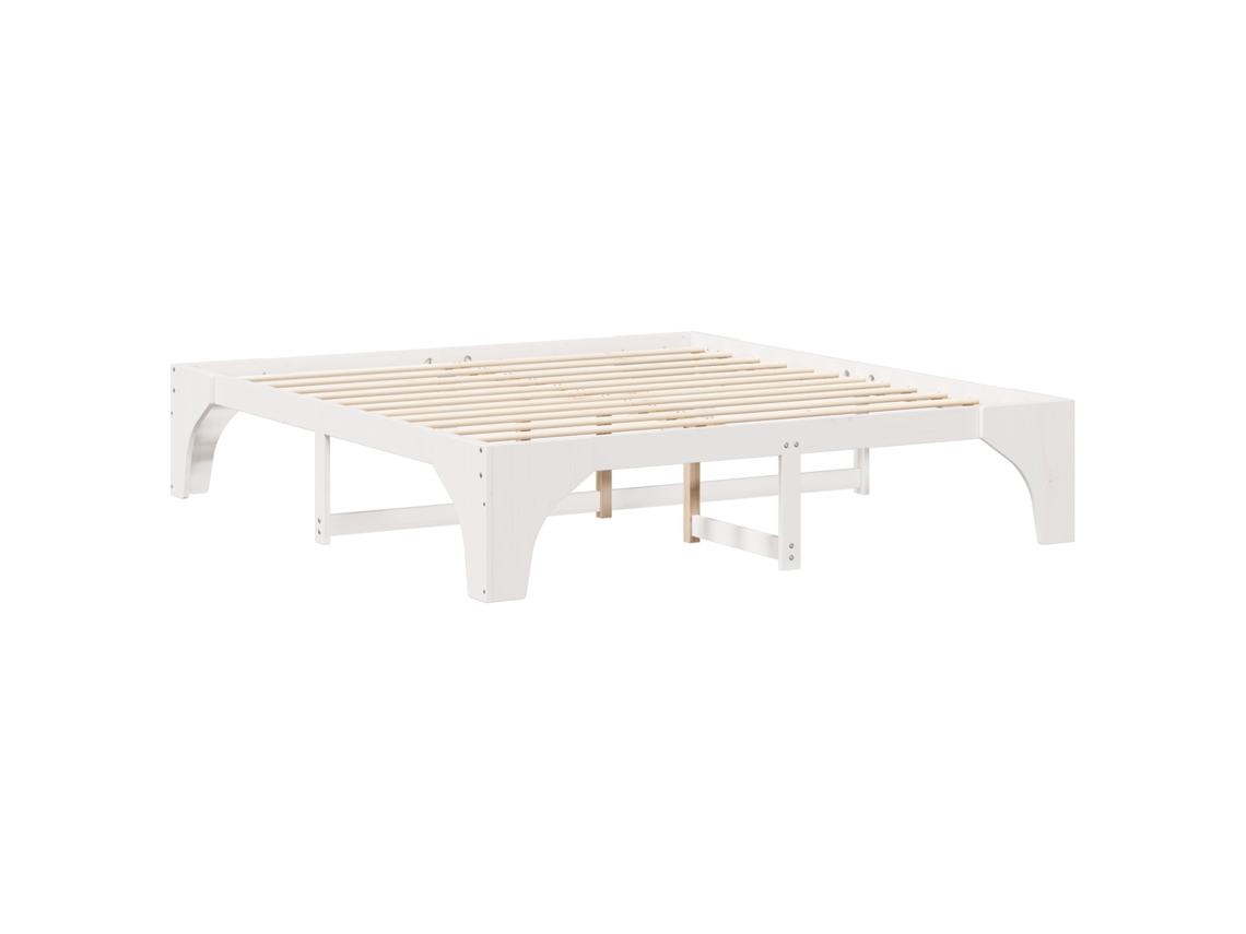 Conjunto 1 Estrutura Da Cama Vidaxl Branco Madeira De Pinho Maciça (200 X 200 Cm)