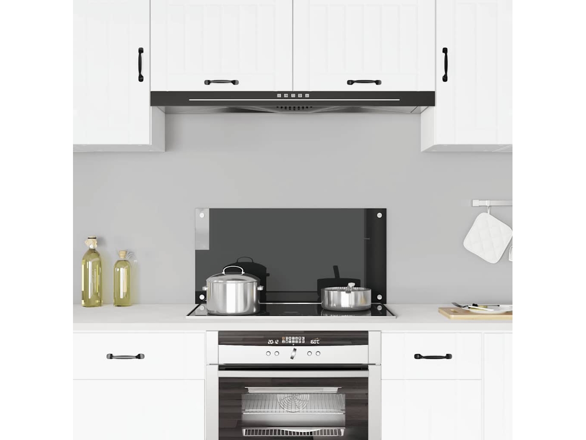Vidaxl Painel Anti-salpicos De Cozinha 80x40 Cm Vidro Temperado Preto