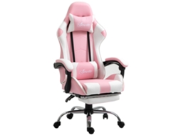 Cadeira Gaming Rosa 64x67x119 127cm Reclinável Giratória Apoio Cabeça Pés Almofada Lombar ZIWEI STORE