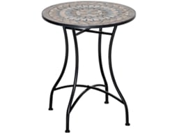 Mesa Jardim Ø60cm, Metal, Resistente Ao Tempo, Verde+bege+branco, Varanda/camping/pátio-pt