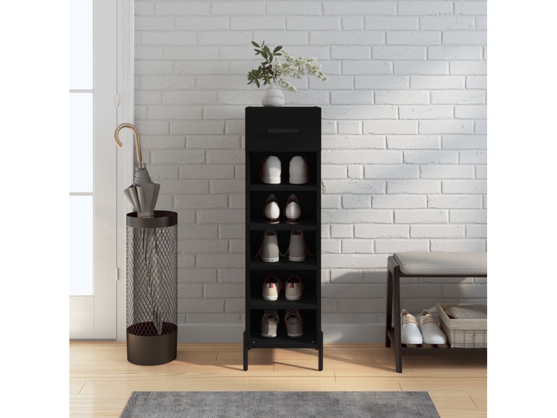 Vidaxl Sapateira 30x35x105 Cm Derivados De Madeira Preto