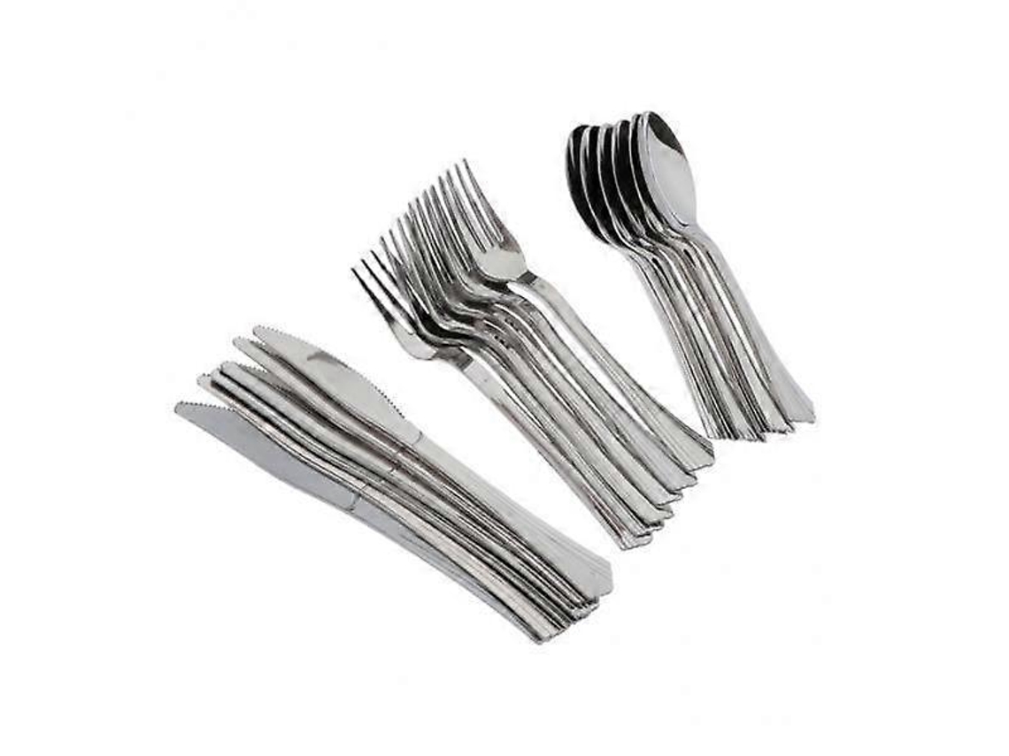 3x Conjunto Talheres Plásticos Descartáveis 18 Peças Para Mesa