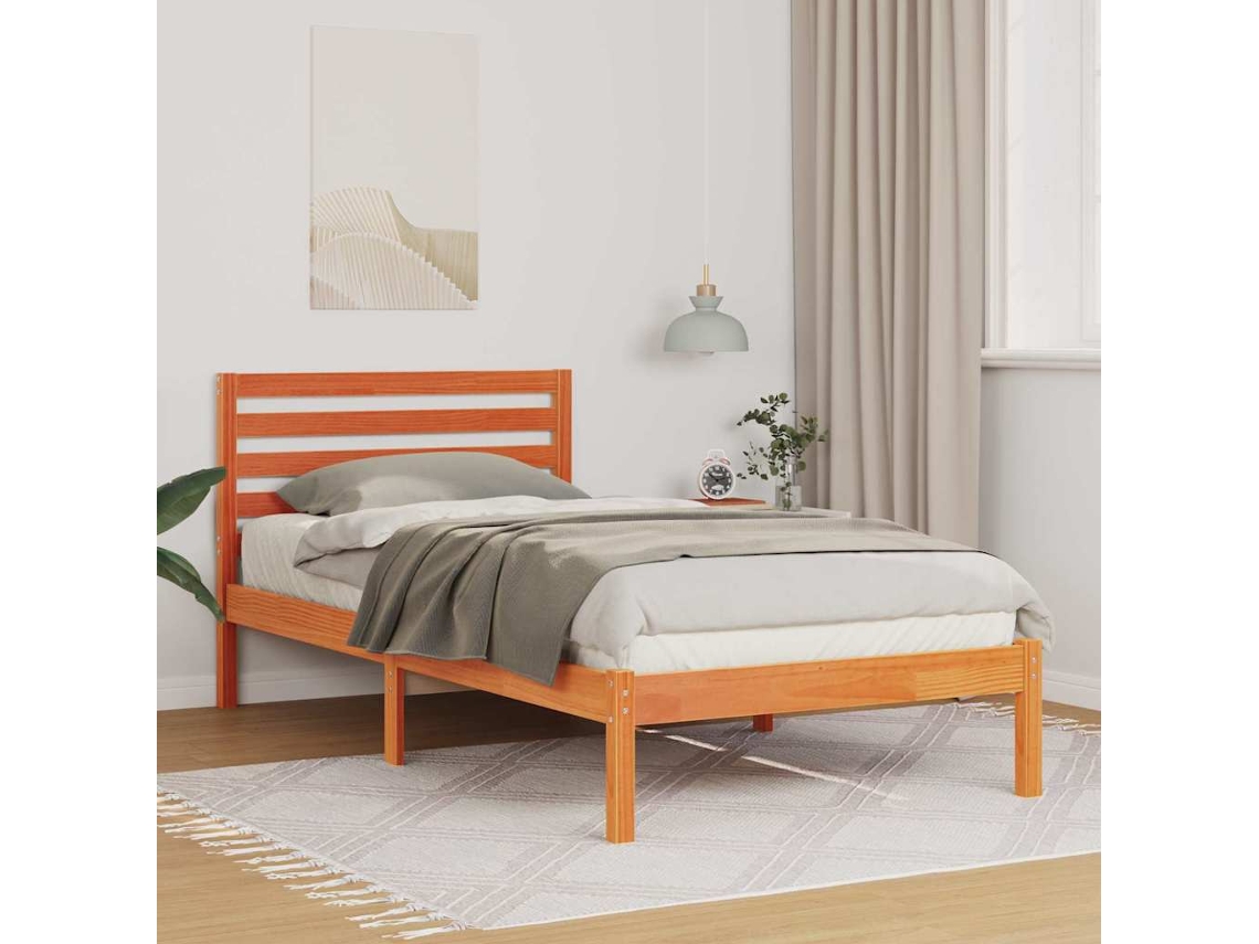 Vidaxl Estrutura da Cama com Cabeceira Marrom Cera 80 X 200 Cm