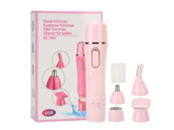 Afeitadora Elétrica 4 Em 1 Depiladora Recortadora De Sobrancelhas E Cabelo Nasal Portátil Rosa (carga Usb)