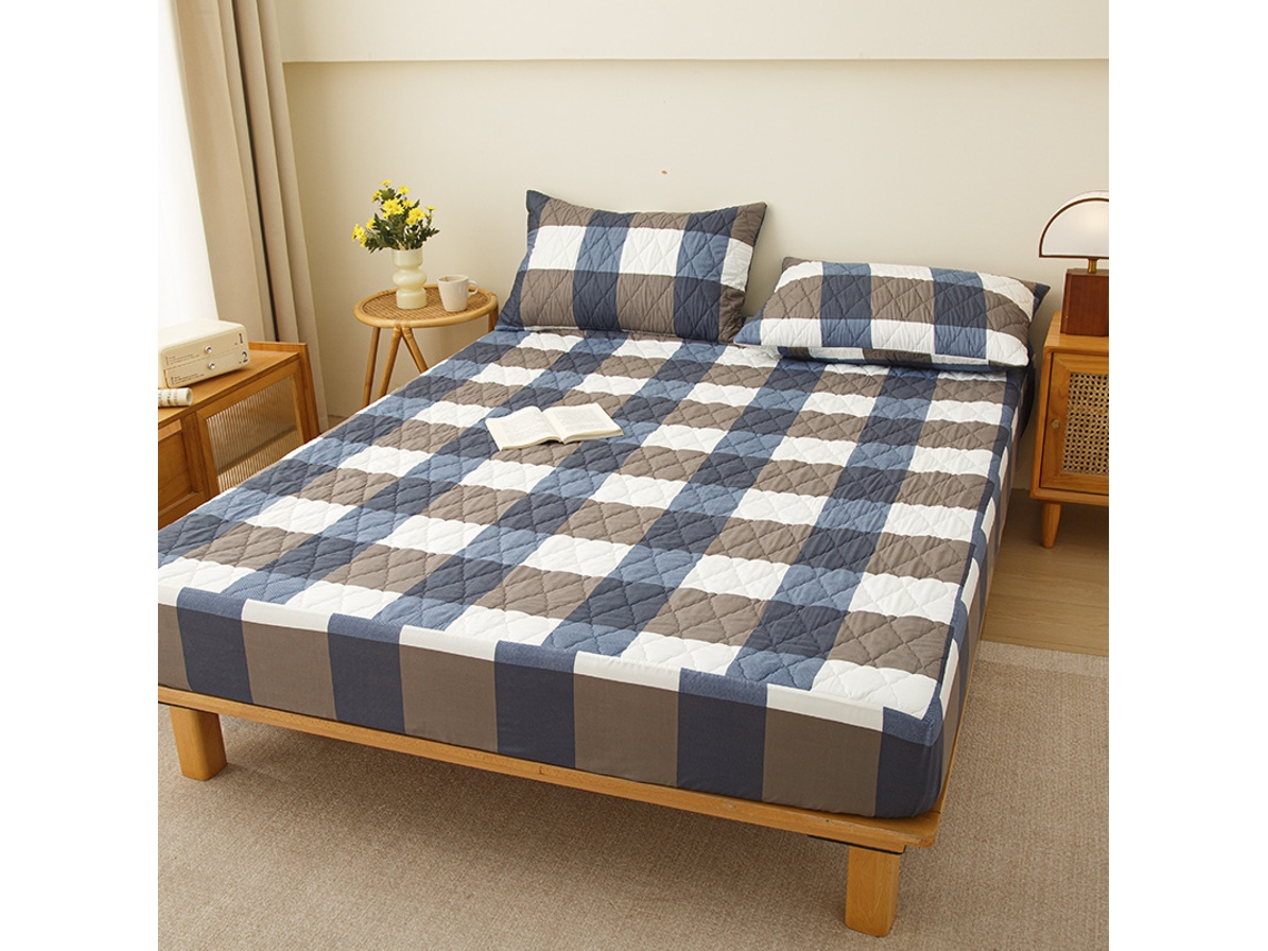 Protetor De Colchão Impermeável Czhhmart( Fitted Sheet) 180cmx220cm (com Par De Fronhas) Xadrez
