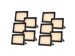 Pack De 10 Projetores Led Exteriores 150w, Luz Branca Quente 3000k, 14.250lm, Ip65, Suporte Ajustável Alpinaluz