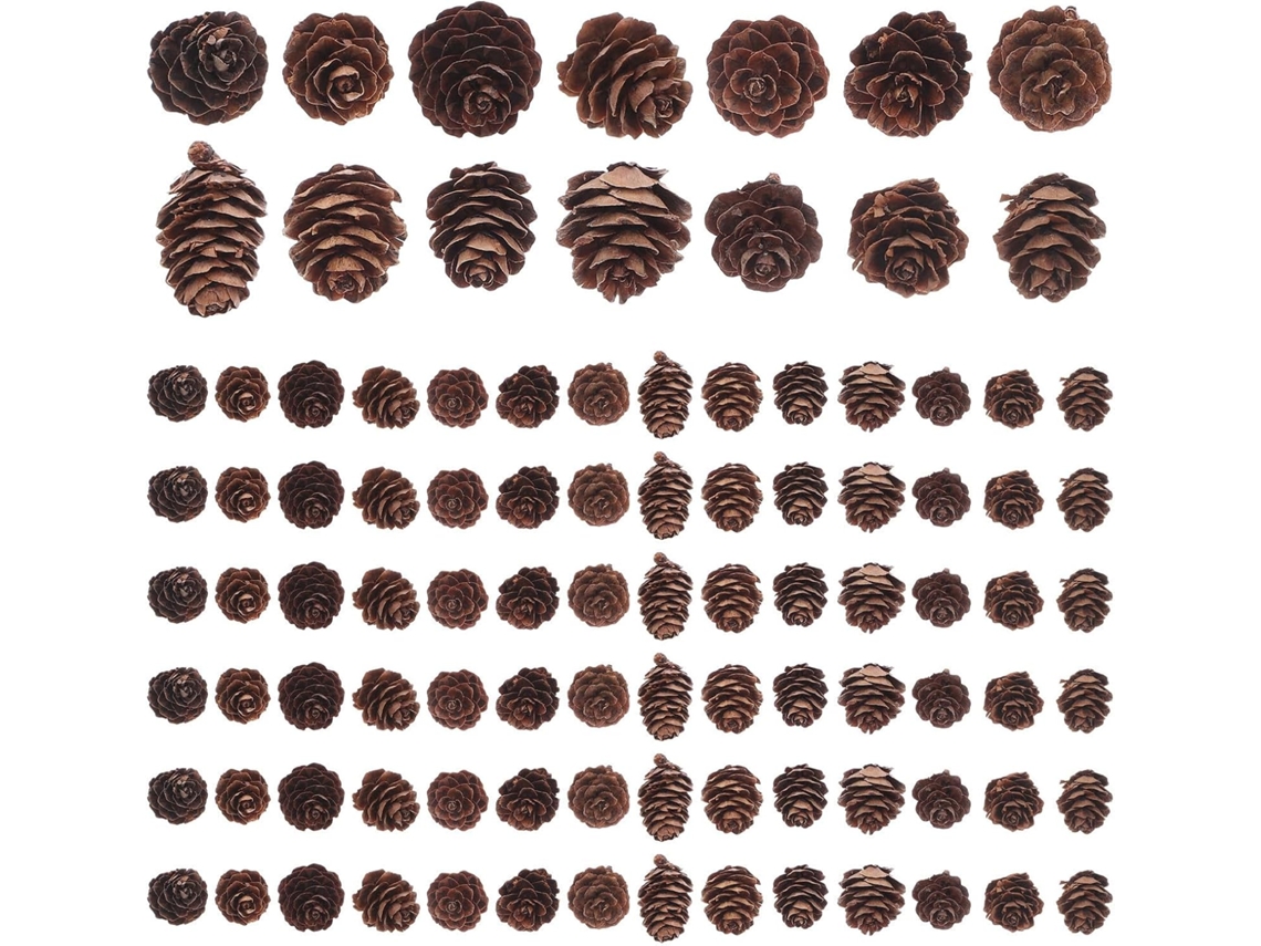 Conjunto Decorativo Com 100 Peças De Pinhas Rústicas
