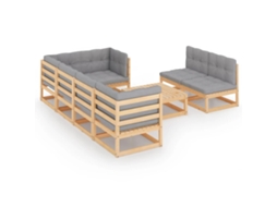Maison Exclusive - 8 Pcs Conjunto Lounge De Jardim C/ Almofadões Pinho Maciço