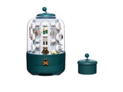 Caixa de armazenamento de joias grande capacidade anti poeira com suporte para brincos verde S/MARCA