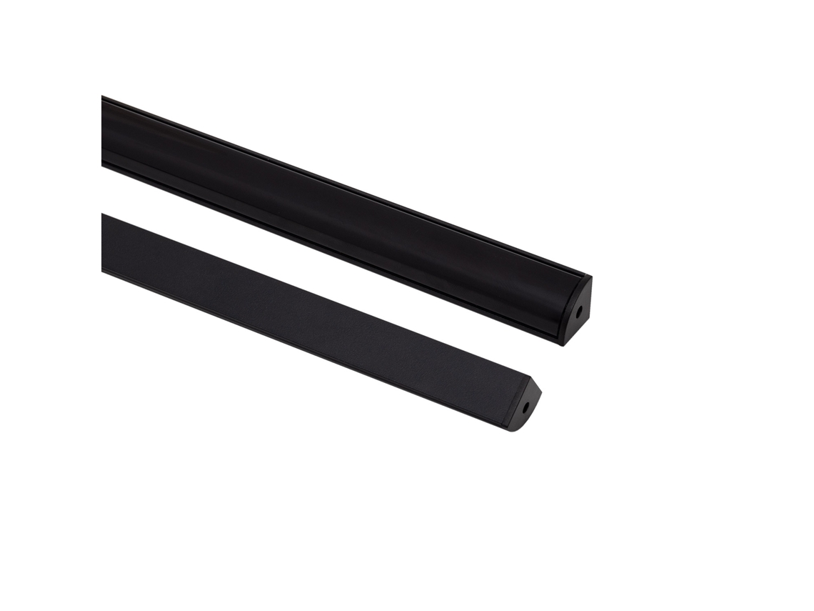 Perfil De Alumínio Esquina Circular Com Cobertura Contínua Para Fita Led Até 10 Mm Preto 2 M Preto Translúcido Ledkia