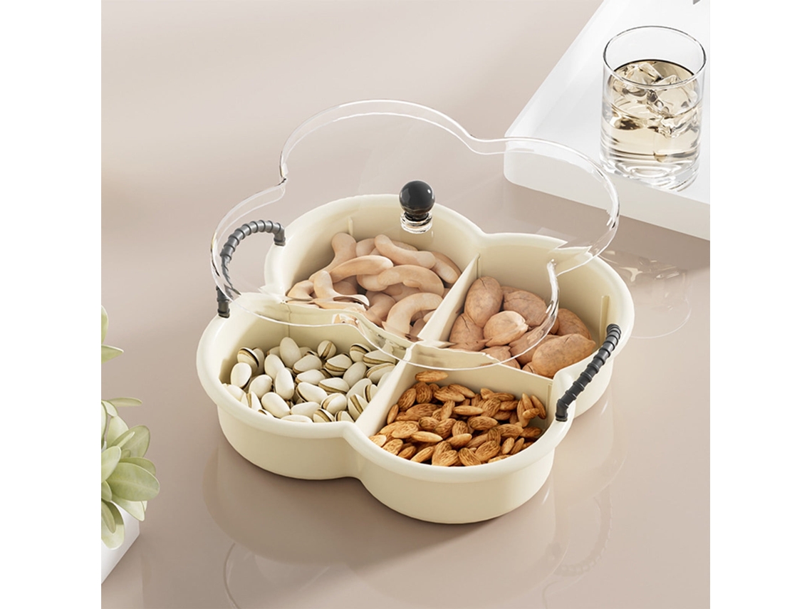 Prato De Frutas E Doces Em Plástico Para Sala - Travessa De Snacks Com Compartimentos Para Frutos Secos