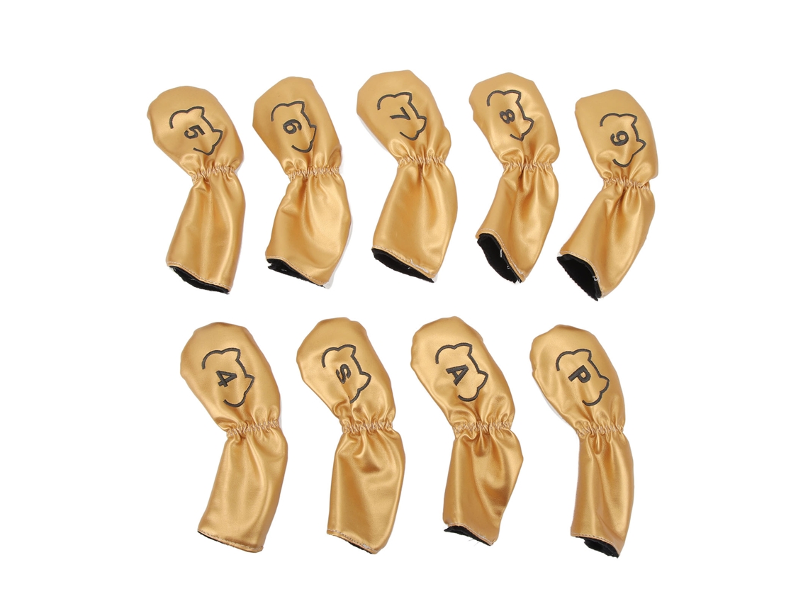 CAPAS BUSINESS de cabeça de taco de golfe, 9 peças, PU, impermeável, bordado, duplo lado, branco e dourado S/MARCA