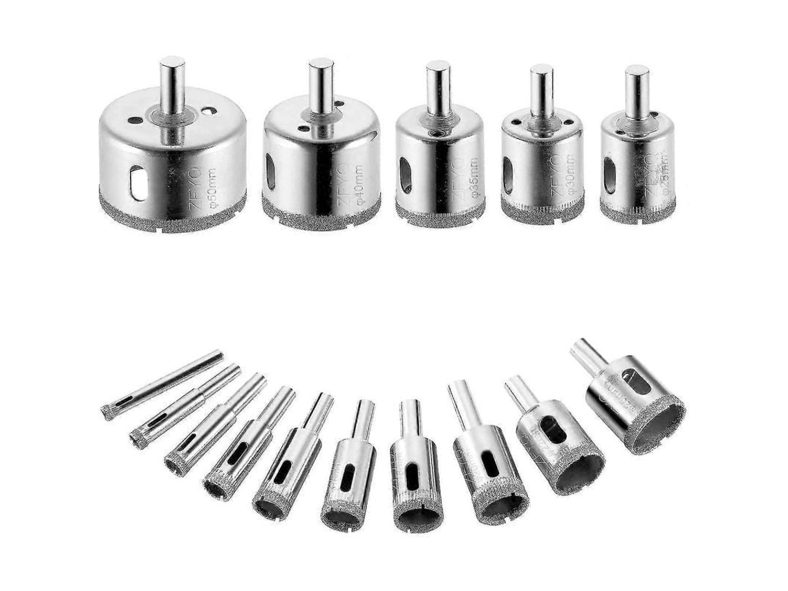 Lote de 15 brocas de diamante Fasst, para aço, vidro, cerâmica, porcelana, azulejos, mármore, 50mm
