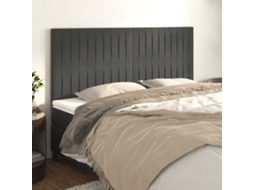 Vidaxl Cabeceira Cinza Escuro 160x5x118/128 Cm Veludo
