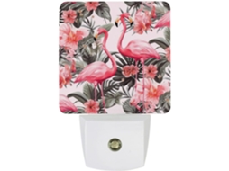 Luminária De Parede Com Plugue, Com Design Floral Flamingo, Sensor Crepuscular, Luz Led Branca, Lampada De Parede