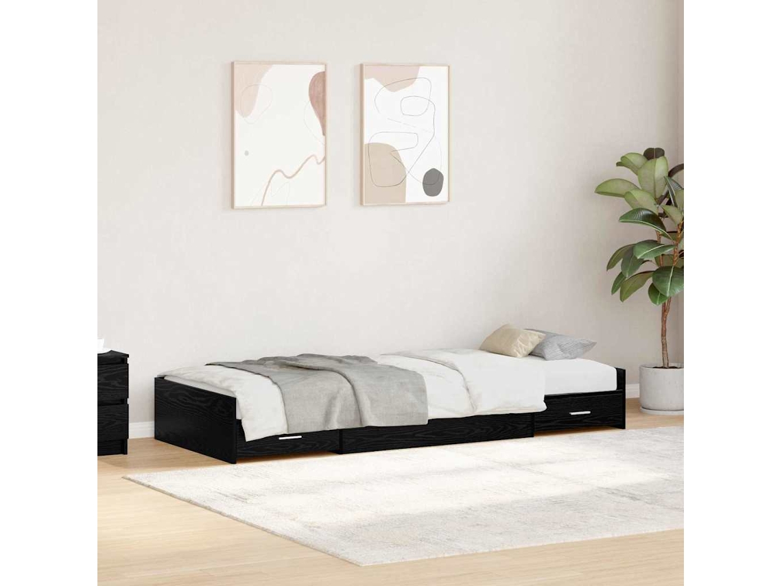 Vidaxl Estrutura da Cama com Cabeceira Carvalho Preto 98.5 X 200 Cm