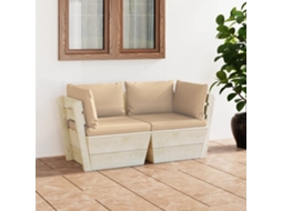Sofá Paleta 2 Lugares P/ Jardim C/ Almofadões Madeira De Abeto Dkd Home Decor