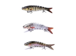 Conjunto de 3 Iscas de Pesca Articuladas, 135mm, 20g, Crankbait, 8 Segmentos, com Anzol Triplo, Água Doce e Salgada S/MARCA