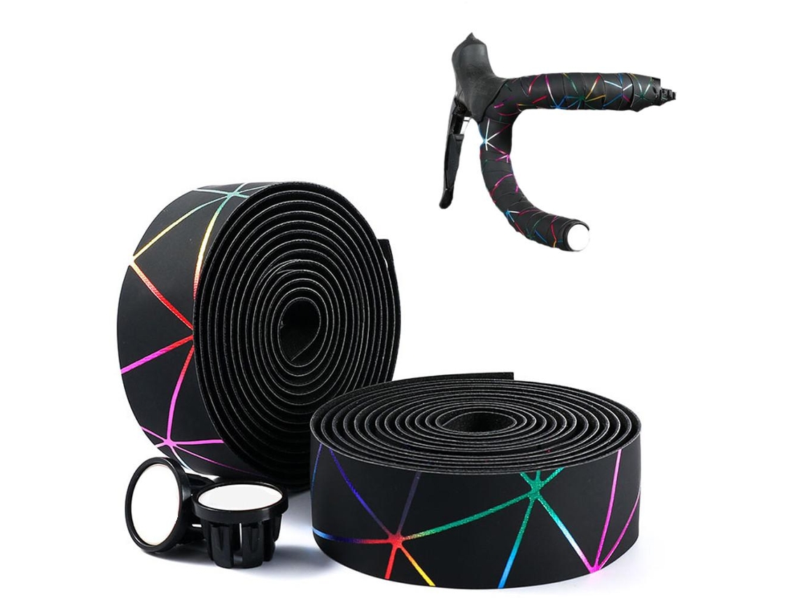 Fita Mali de Guidão de Bicicleta, 2pcs, Linhas Coloridas, Pu Eva, Anti Derrapante, para Bicicleta de Estrada