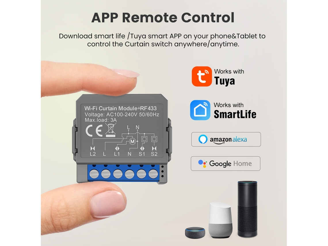 Módulo De Interruptor Para Cortina Inteligente Laxiscreed Com Controle Wifi E App, Compatível Com Automação Doméstica