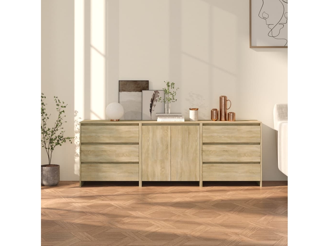 Aparador Pcs en madera procesada, color roble Sonoma