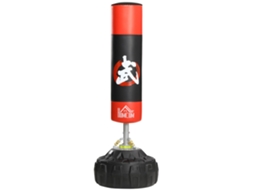 SACO de Boxe em Pé com Grande Base Preenchível de Areia e Água Ø 60x180 cm Preto Vermelho