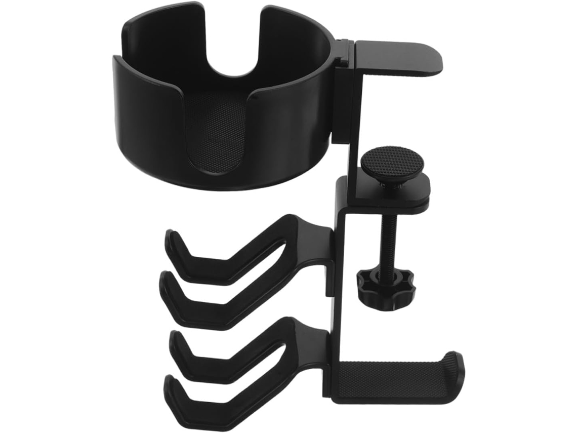 Suporte De Casque Noir Multifuncional Com Pince Réglable Para Porta - Gobelet Em Abs, Design Elegante